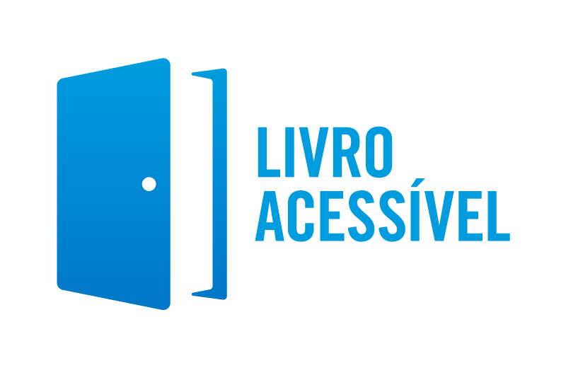 Logo do Portal do livro acessível: Ao lado de um livro de capa azul semiaberto, estão as palavras Livro Acessível, também em azul.